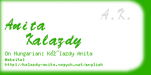 anita kalazdy business card